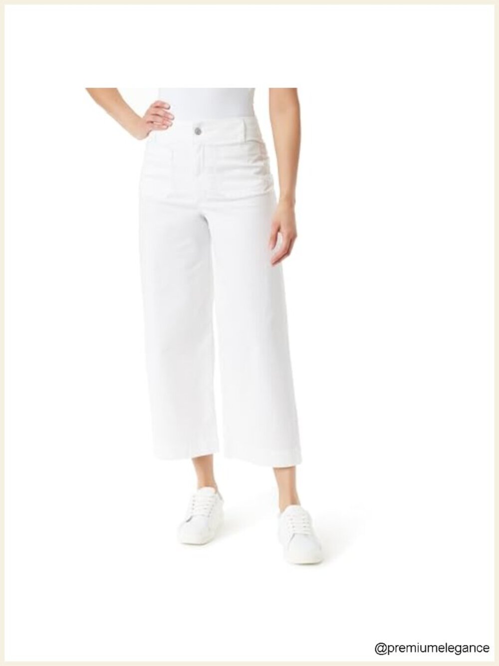 High Rise Wide Leg Crop Tummy Sculpt Jeans, 5 Pockets, Stretch Cotton